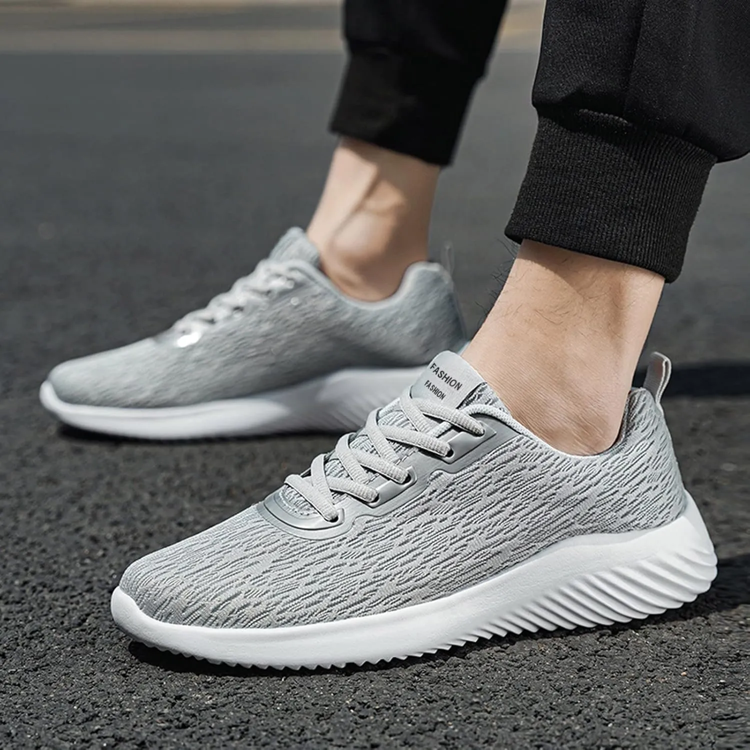 Mens Loafers & Slip-Ons Fashion Men Mesh Casual Sport Shoes Lace Up Solid Color Running Breathable Soft Bottom