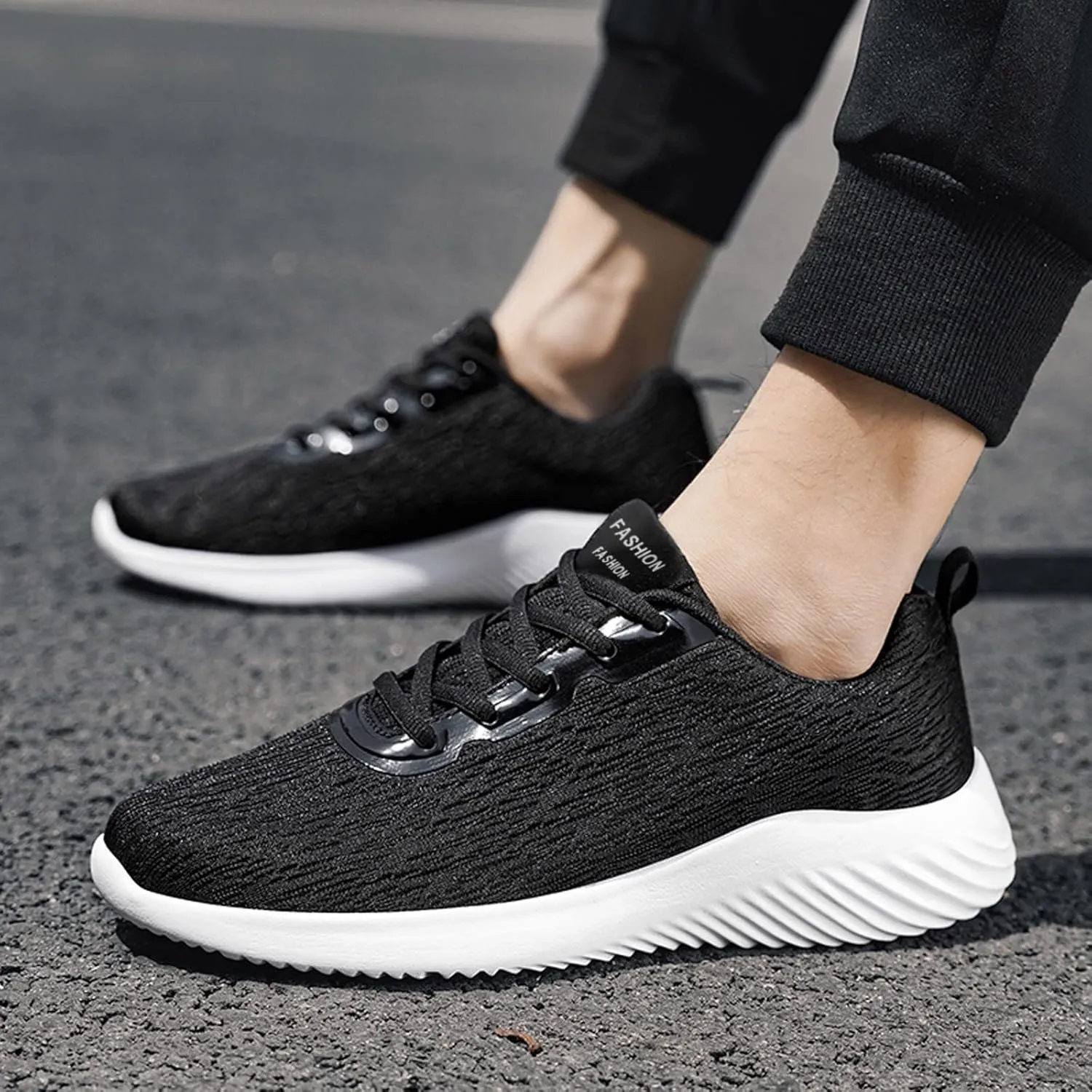 Mens Loafers & Slip-Ons Fashion Men Mesh Casual Sport Shoes Lace Up Solid Color Running Breathable Soft Bottom
