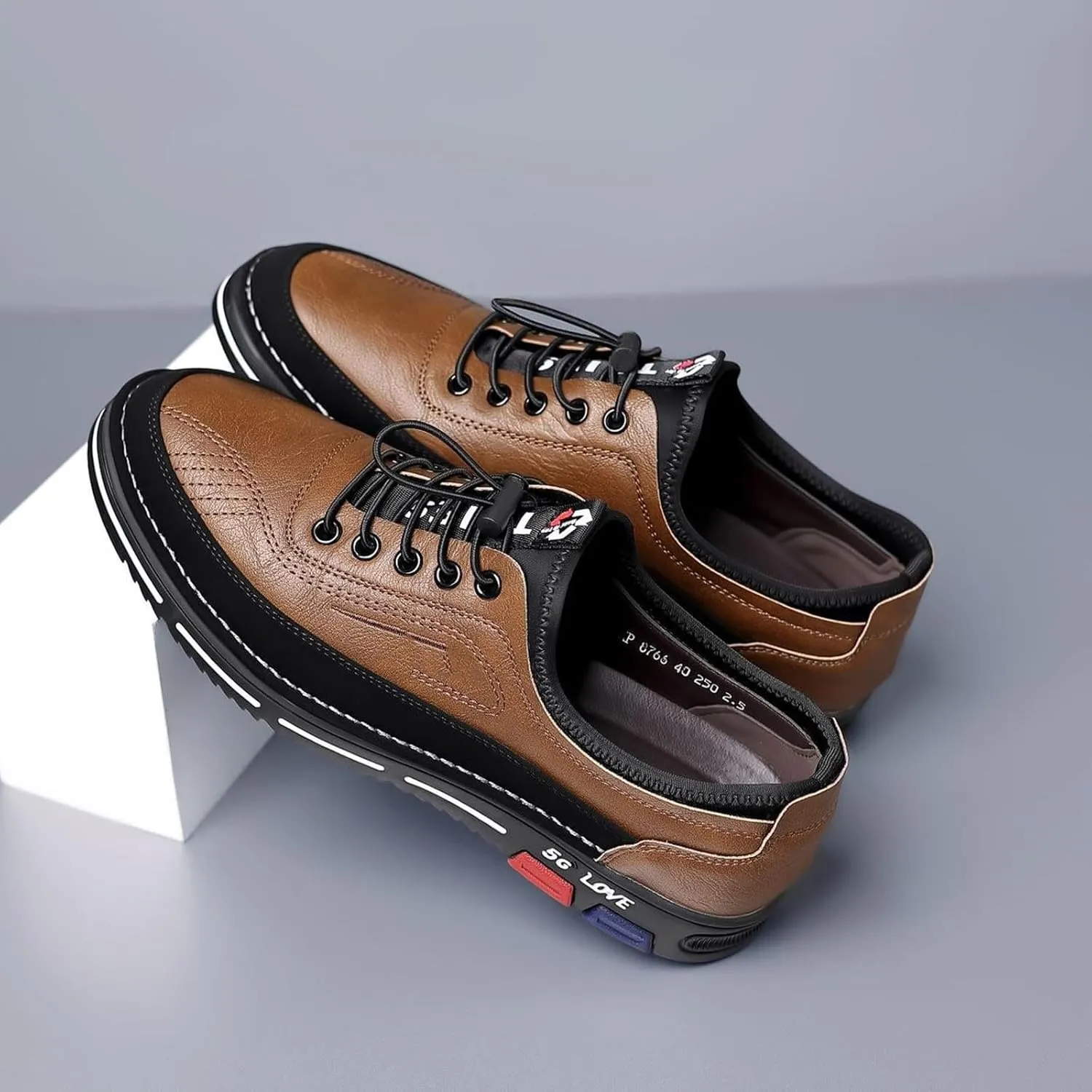 Mens Loafers & Slip-Ons Fashion Men's Flock Non Slip Breathable Comfortable Business Lace Up Leisure Solid Color