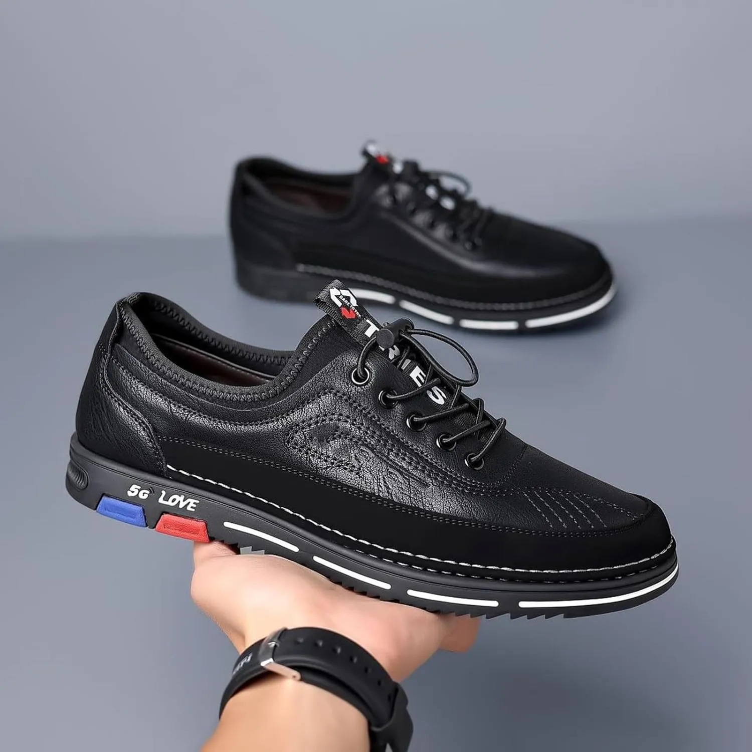 Mens Loafers & Slip-Ons Fashion Men's Flock Non Slip Breathable Comfortable Business Lace Up Leisure Solid Color