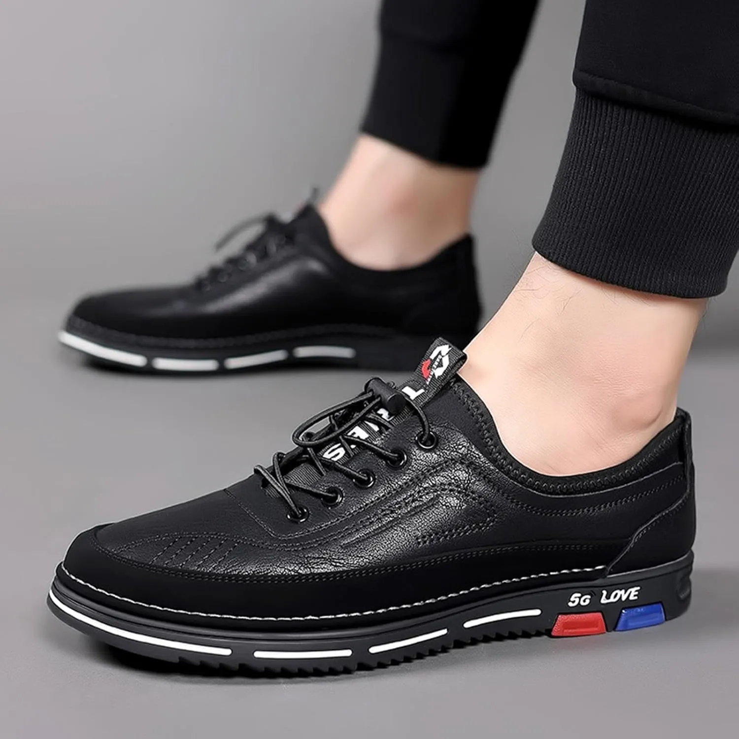 Mens Loafers & Slip-Ons Fashion Men's Flock Non Slip Breathable Comfortable Business Lace Up Leisure Solid Color