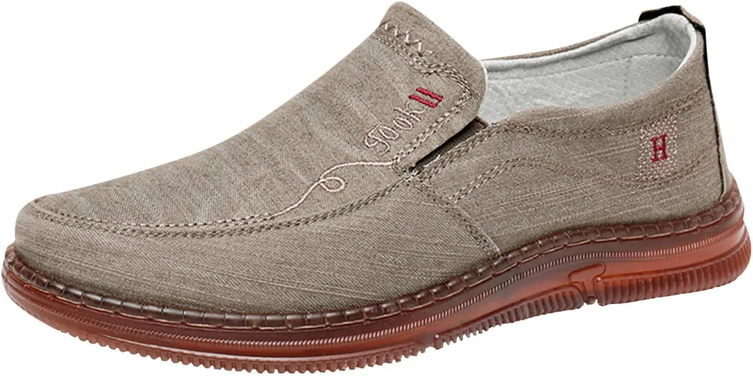Mens Loafers & Slip-Ons Fashion Spring Summer Men Casual Shoes Flat Bottom Thick Sole Non Slip Solid Canvas Upper