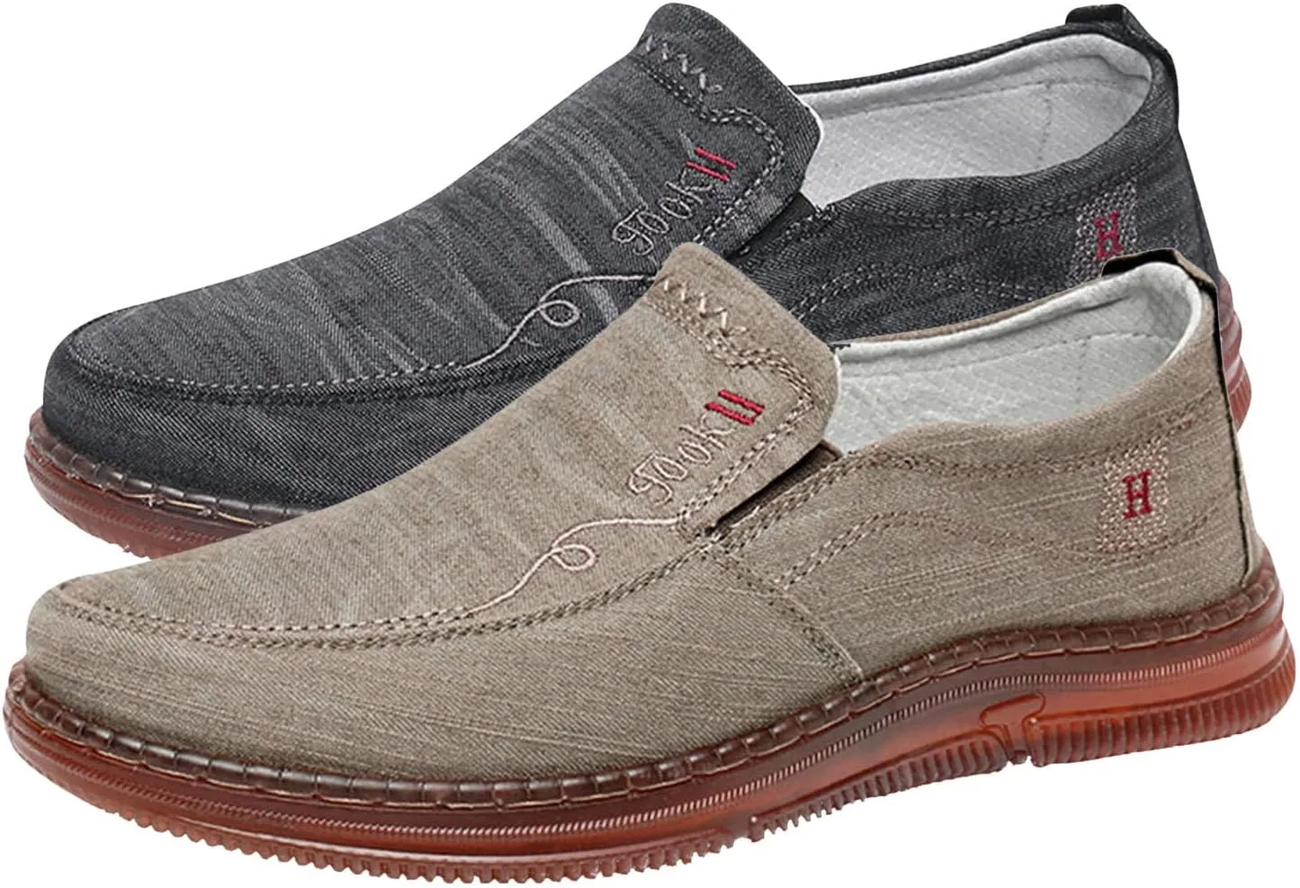 Mens Loafers & Slip-Ons Fashion Spring Summer Men Casual Shoes Flat Bottom Thick Sole Non Slip Solid Canvas Upper