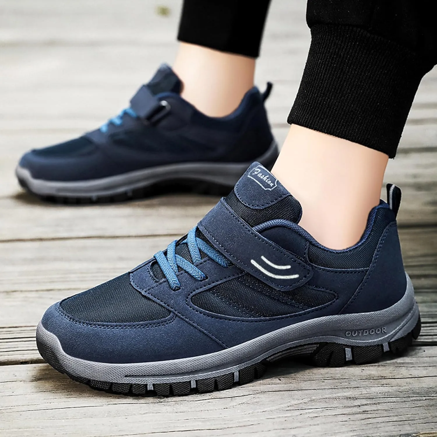 Mens Loafers & Slip-Ons Men Casual Shoes Fashionable New Pattern Solid Color Simple Thick Sole Hook Loop Four