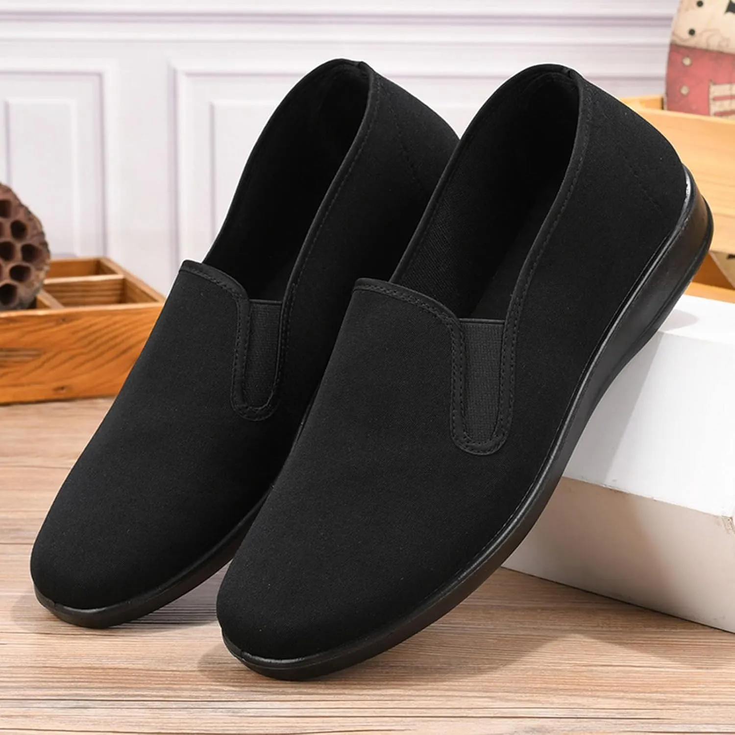 Mens Loafers & Slip-Ons Men Fashion Round Toe Soft Bottom Lightweight Work Shoes Breathable Comfortable Flat