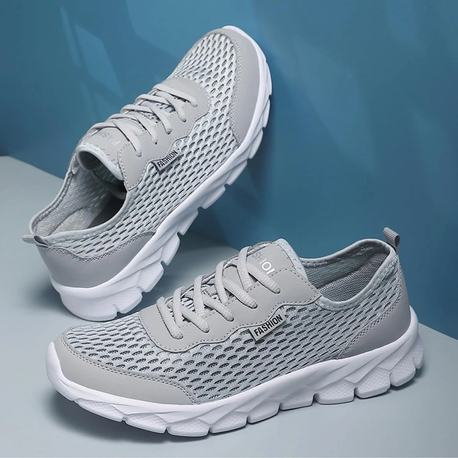 Mens Loafers & Slip-Ons Men Lightweight Breathable Mesh Shoes Running Shoes Mesh Shoes Lace Up Large Size Casual