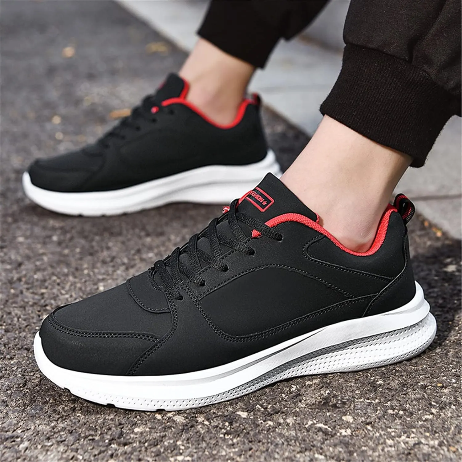 Mens Loafers & Slip-Ons Mens Shoes Casual Fashion Large Size Leather Solid Color Lace Up Casual Shoes Running