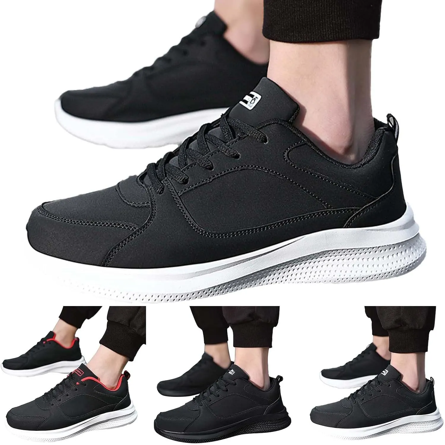 Mens Loafers & Slip-Ons Mens Shoes Casual Fashion Large Size Leather Solid Color Lace Up Casual Shoes Running