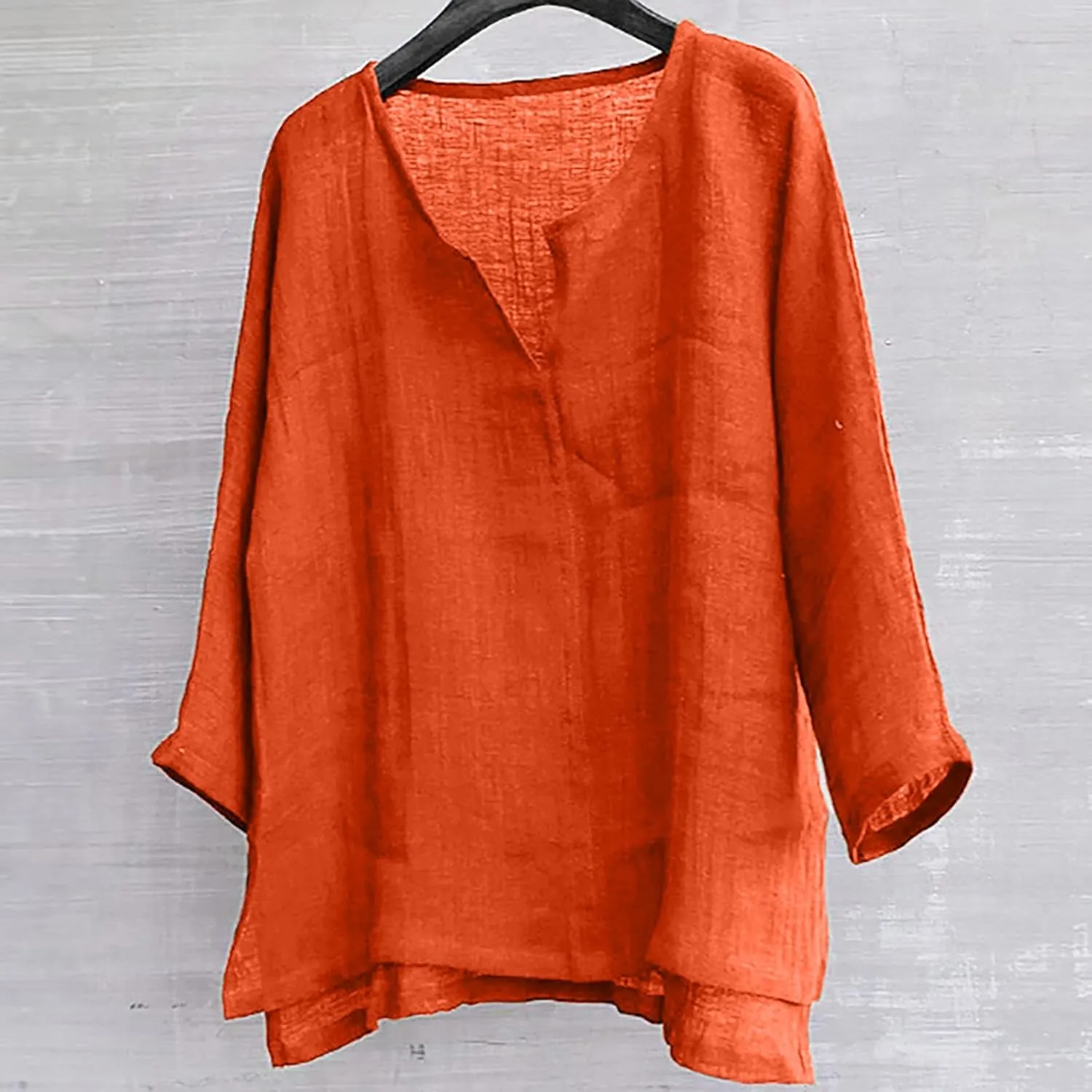 Mens Long Sleeve Henley Shirt Cotton Linen Beach Yoga Loose Fit T Shirts Summer Casual V Neck Hippie Baggy Tunic Tops Tees