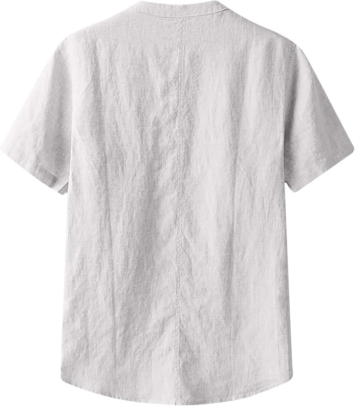 Mens Loose Cotton Linen T-Shirts Casual Solid Button Round Neck Henley Tops Summer Lightweight Short Sleeve Tees