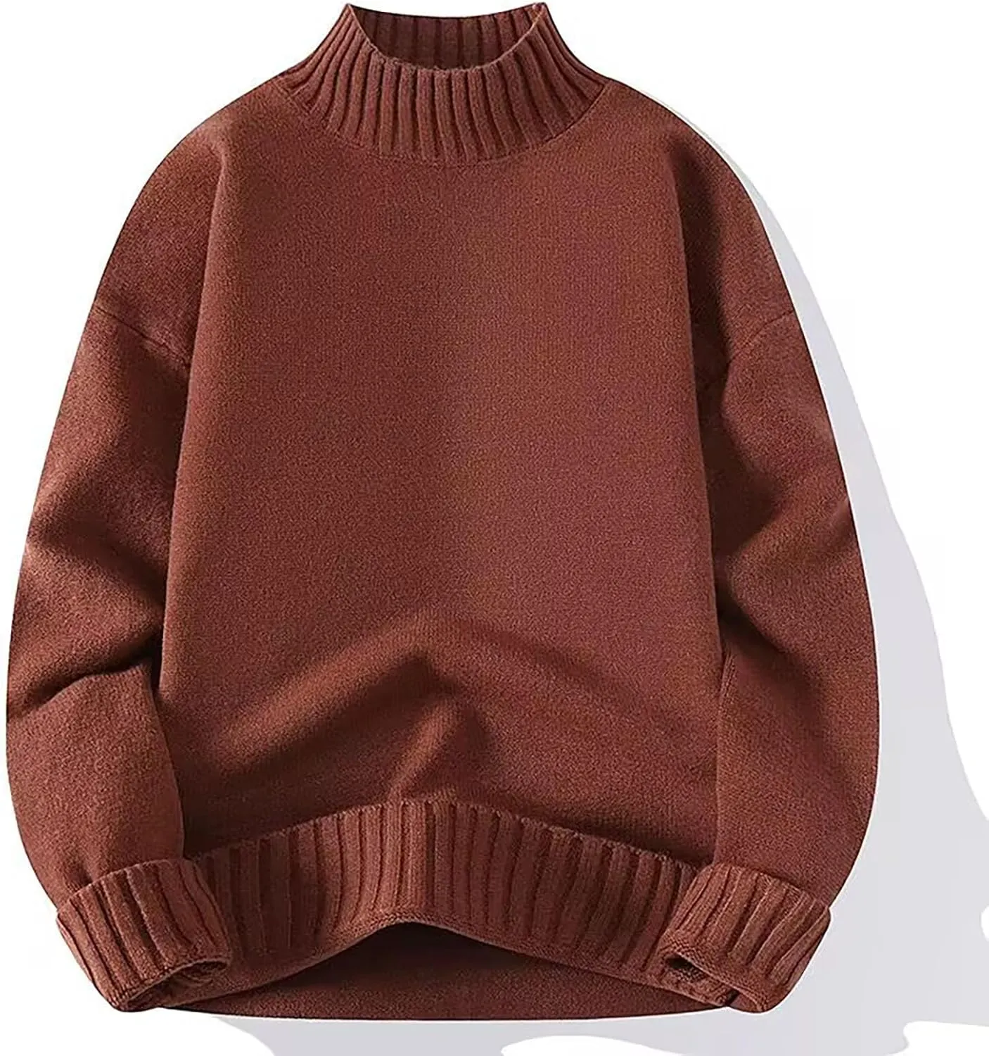 Men's Mock Turtleneck Sweater Pullover Oversized Casual Fall Winter Long Sleeve Knit Sweaters Basic Designed Jumpers