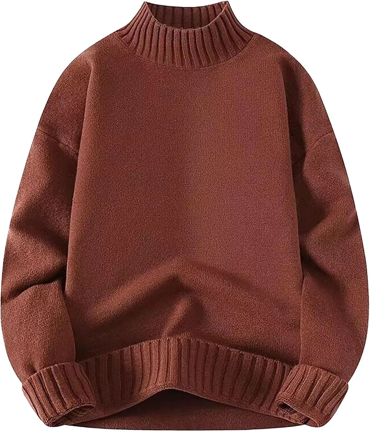 Men's Mock Turtleneck Sweater Pullover Oversized Casual Fall Winter Long Sleeve Knit Sweaters Basic Designed Jumpers