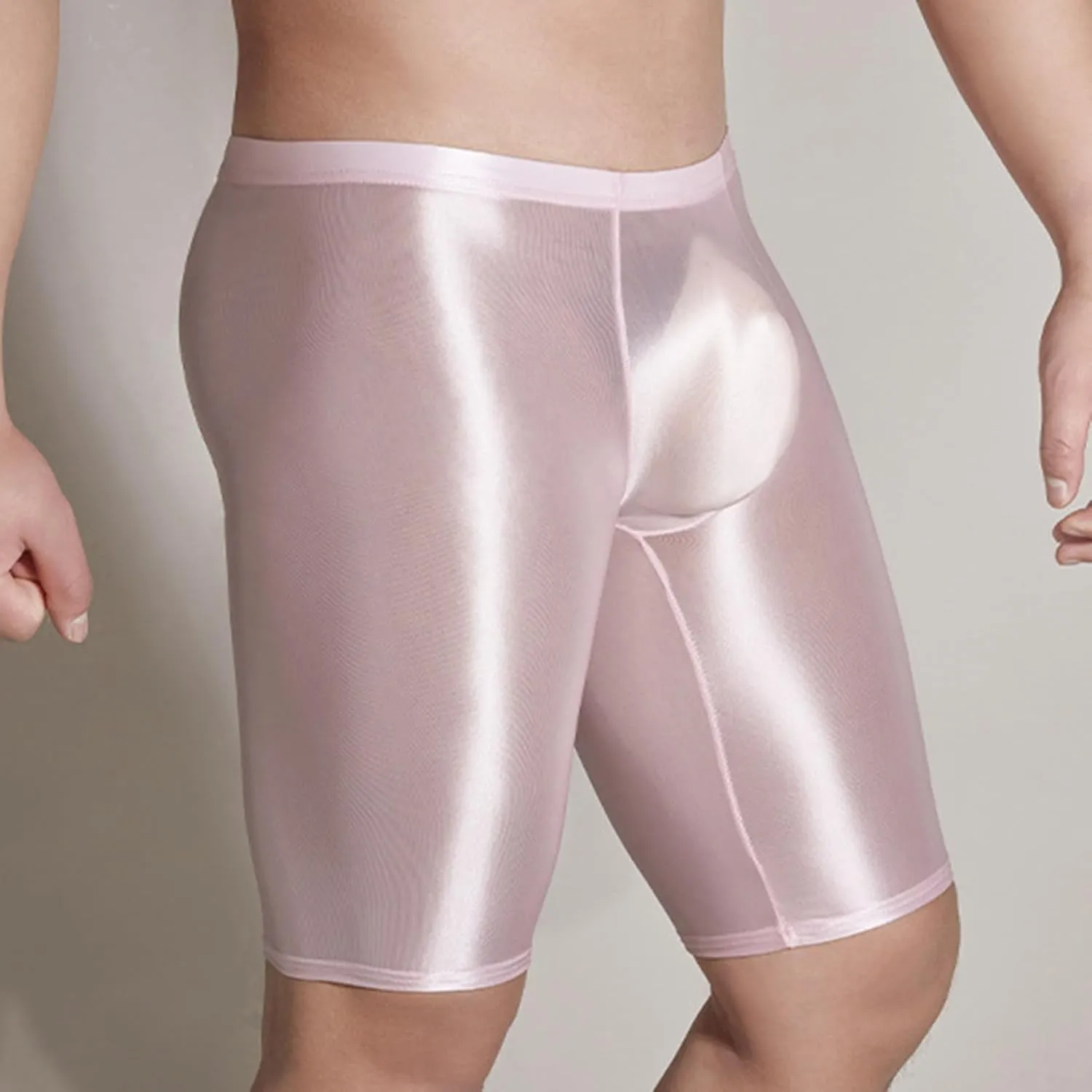 Men's Oil Shiny Glossy Boxer Briefs Panties See Through Sheer Boyshort Underwear