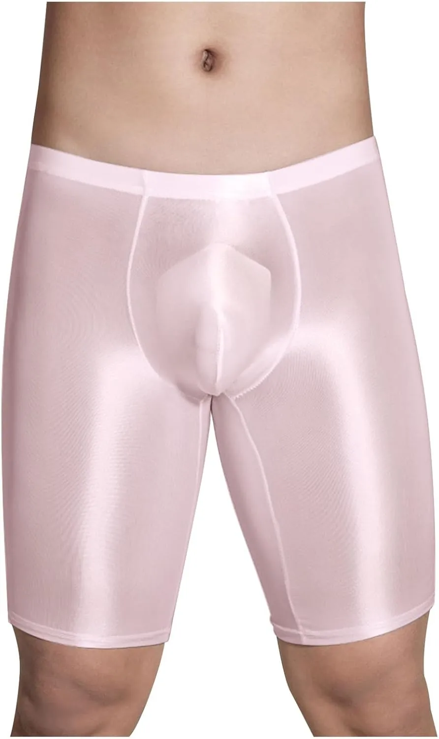 Men's Oil Shiny Glossy Boxer Briefs Panties See Through Sheer Boyshort Underwear
