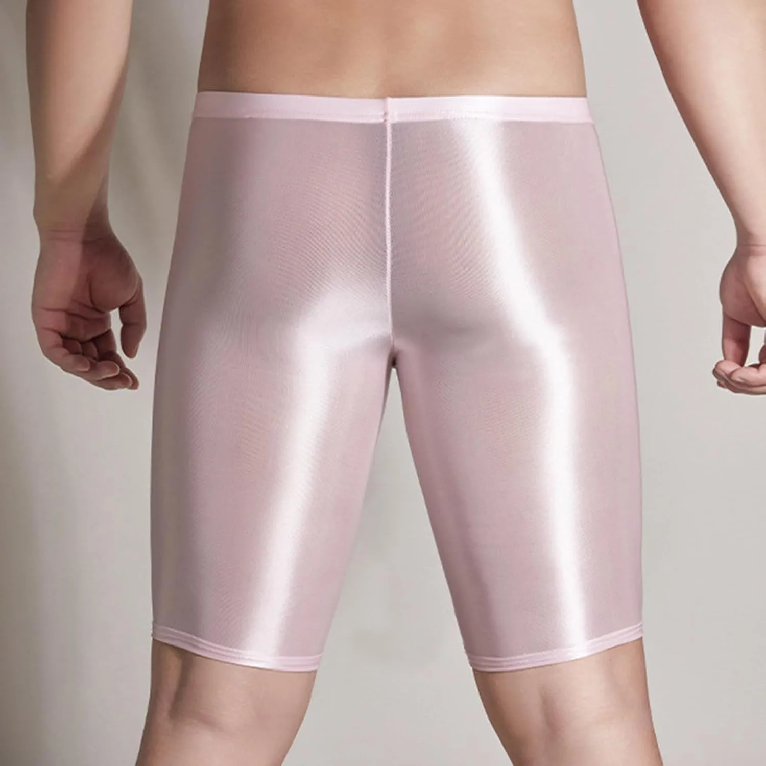 Men's Oil Shiny Glossy Boxer Briefs Panties See Through Sheer Boyshort Underwear