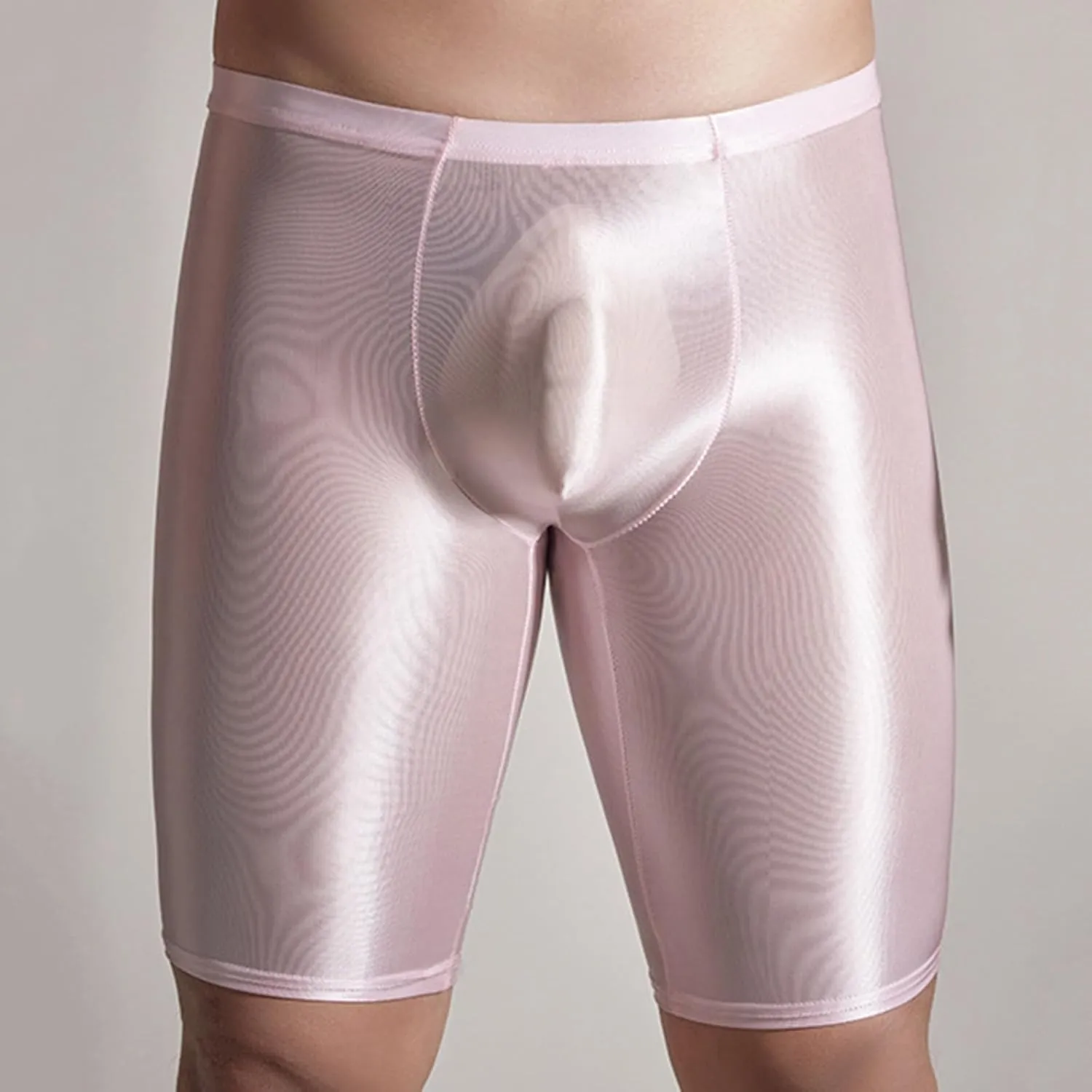 Men's Oil Shiny Glossy Boxer Briefs Panties See Through Sheer Boyshort Underwear