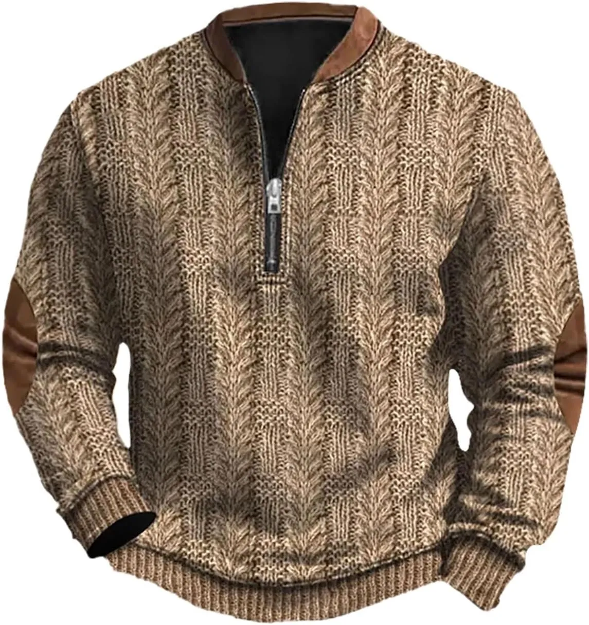 Mens Quarter Zip Pullover Sweater Cable Knitted Stand Collar Sweaters 2025 Casual Twisted Knitwear Polo Sweaters
