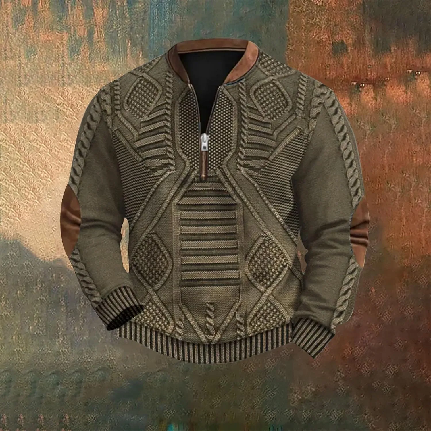Mens Quarter Zip Pullover Sweater Cable Knitted Stand Collar Sweaters 2025 Casual Twisted Knitwear Polo Sweaters