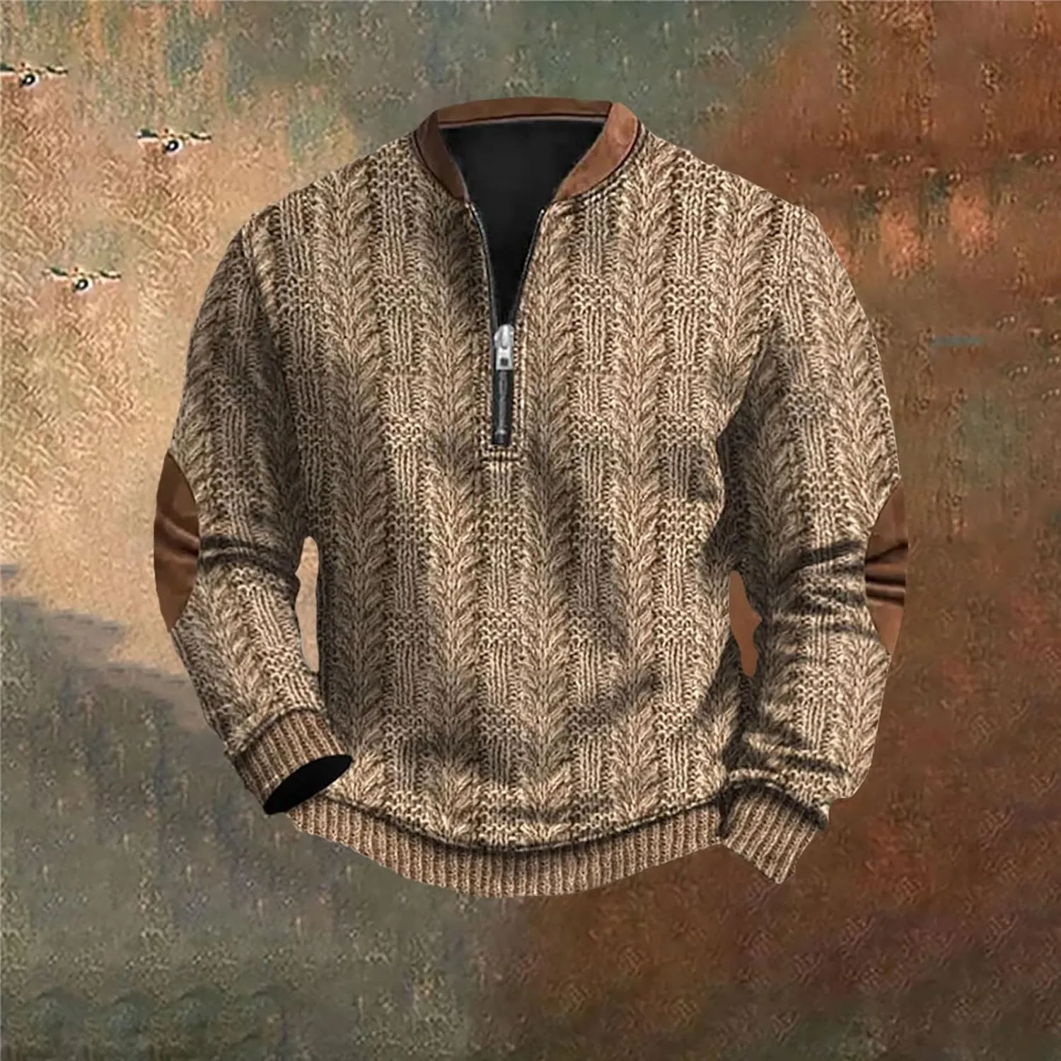 Mens Quarter Zip Pullover Sweater Cable Knitted Stand Collar Sweaters 2025 Casual Twisted Knitwear Polo Sweaters