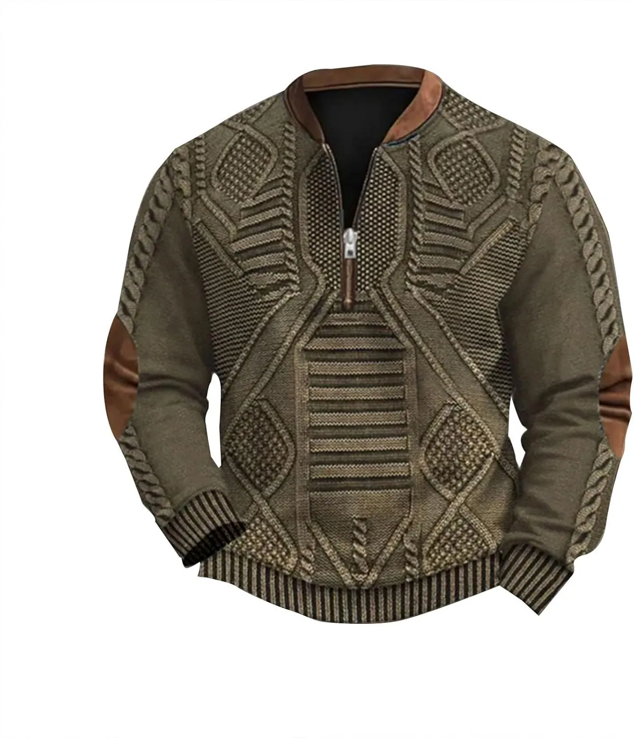 Mens Quarter Zip Pullover Sweater Cable Knitted Stand Collar Sweaters 2025 Casual Twisted Knitwear Polo Sweaters