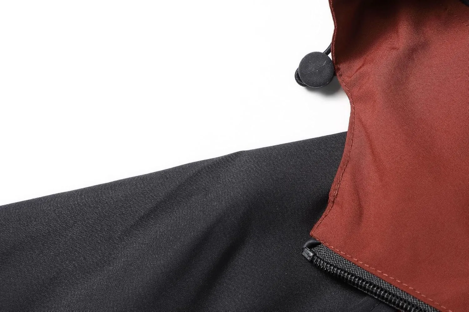 Men's Rain Jackets Waterproof Shell Coats Hooded Lightweight Rain Coat for Outdoor Hiking 4 Pockets Windbreaker