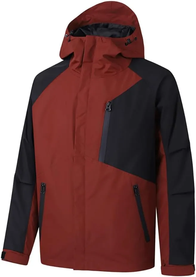 Men's Rain Jackets Waterproof Shell Coats Hooded Lightweight Rain Coat for Outdoor Hiking 4 Pockets Windbreaker
