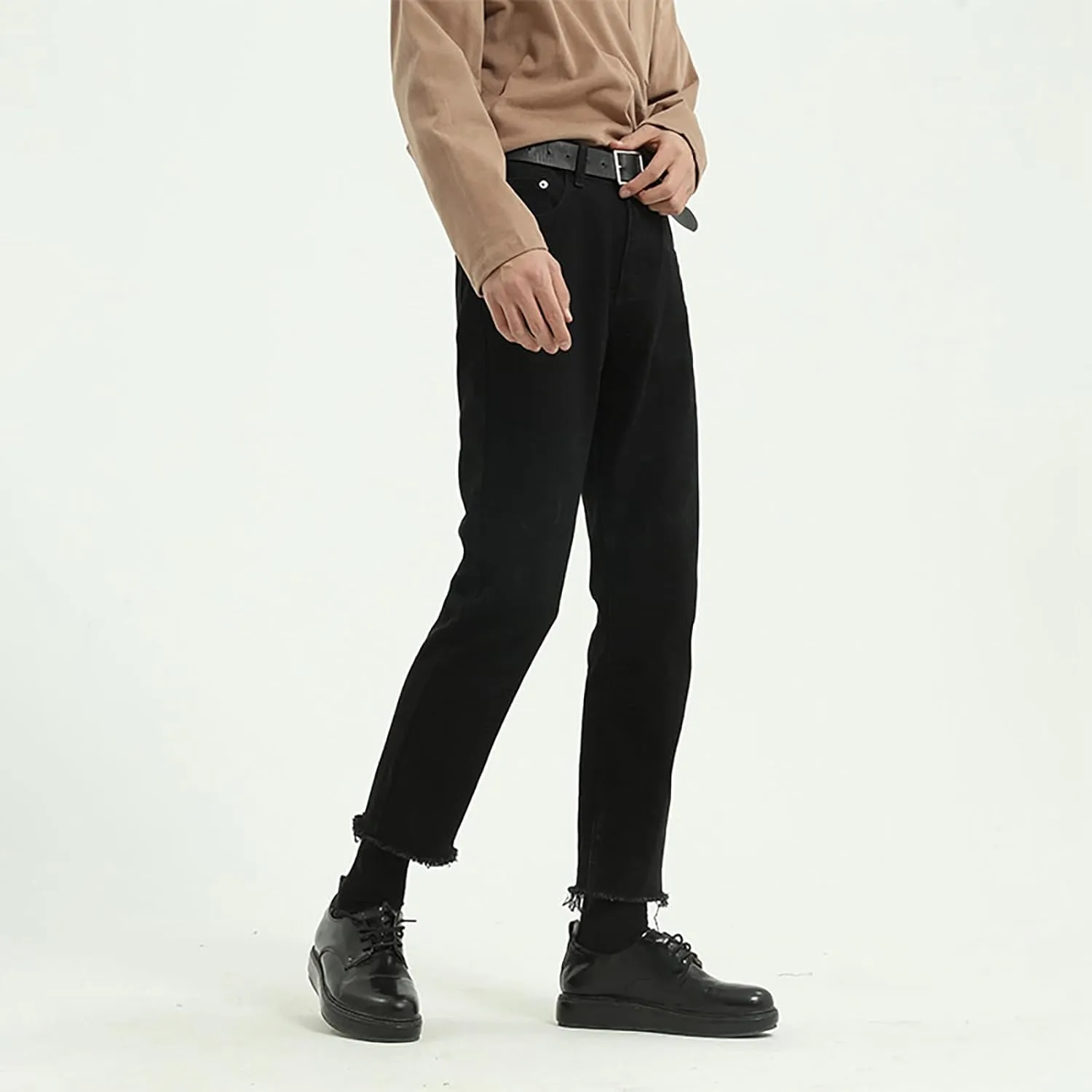 Men's Relaxed Fit Jeans Straight Leg Stretch Comfort Ninth Pants Denim Jeans for Men Outdoor
