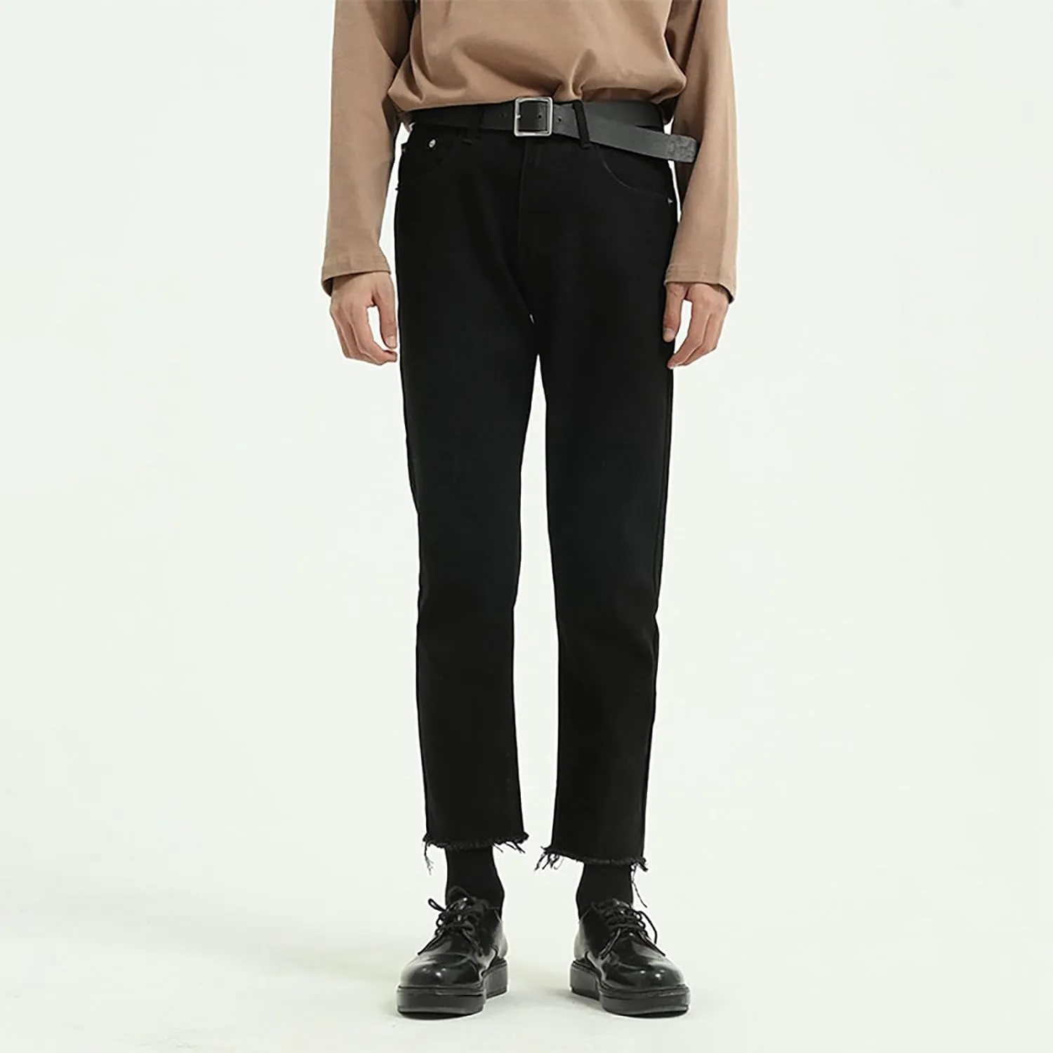 Men's Relaxed Fit Jeans Straight Leg Stretch Comfort Ninth Pants Denim Jeans for Men Outdoor