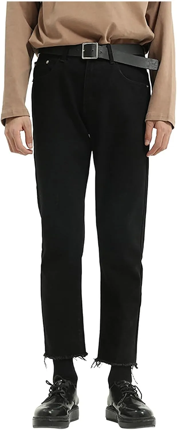 Men's Relaxed Fit Jeans Straight Leg Stretch Comfort Ninth Pants Denim Jeans for Men Outdoor