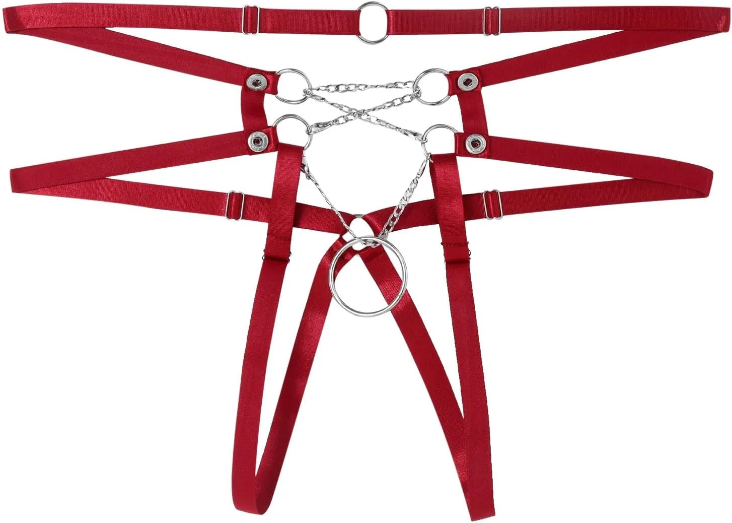 Men's Sexy Open Front Thong Underwear, O-Ring Linked Thong G-String Lingerie