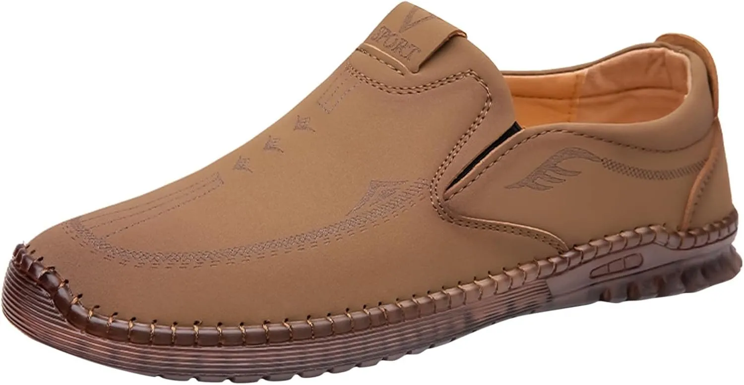Men's Slip on Walking Shoes Comfy Knitted Memory Foam Breathable Mesh Fashion Sneakers Non Slip Travel Jogging Athletic Running Shoes