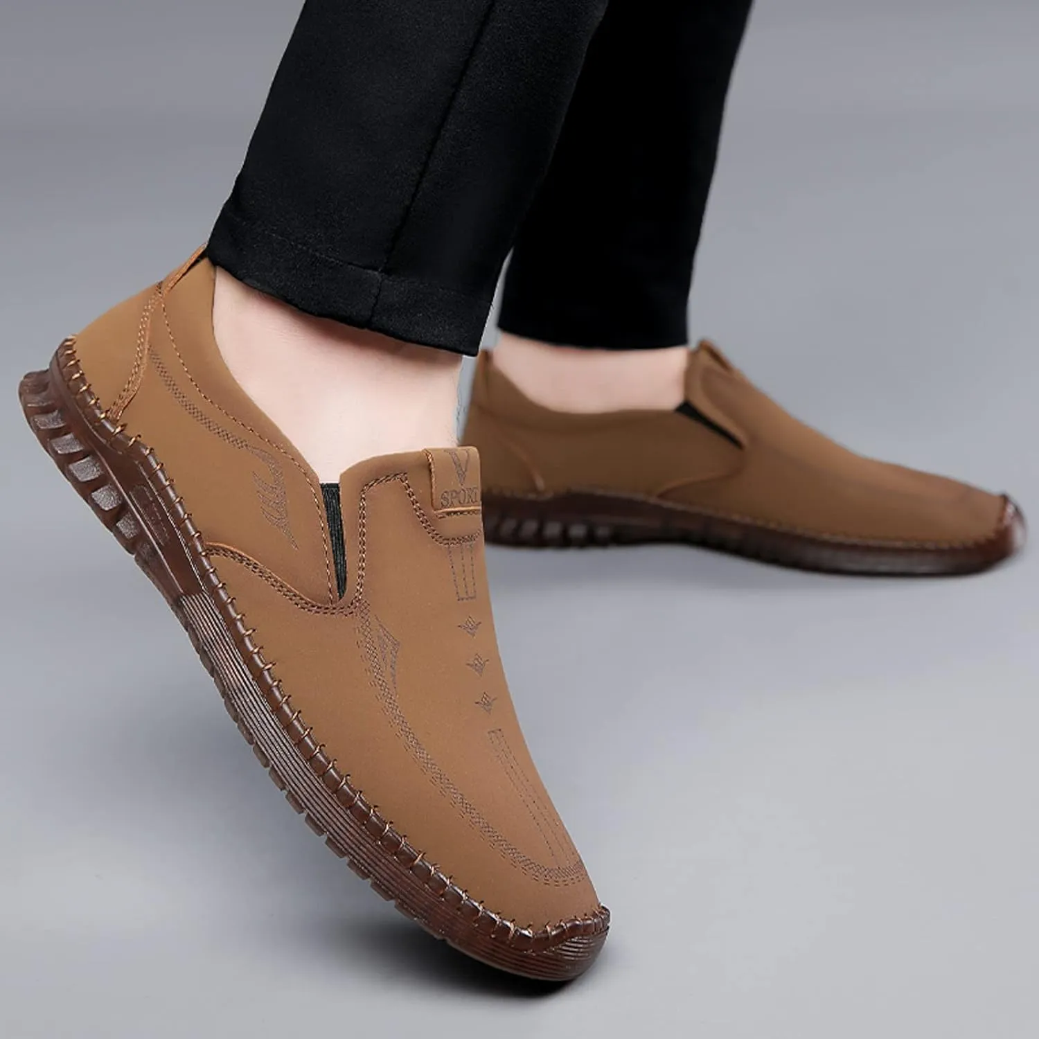 Men's Slip on Walking Shoes Comfy Knitted Memory Foam Breathable Mesh Fashion Sneakers Non Slip Travel Jogging Athletic Running Shoes