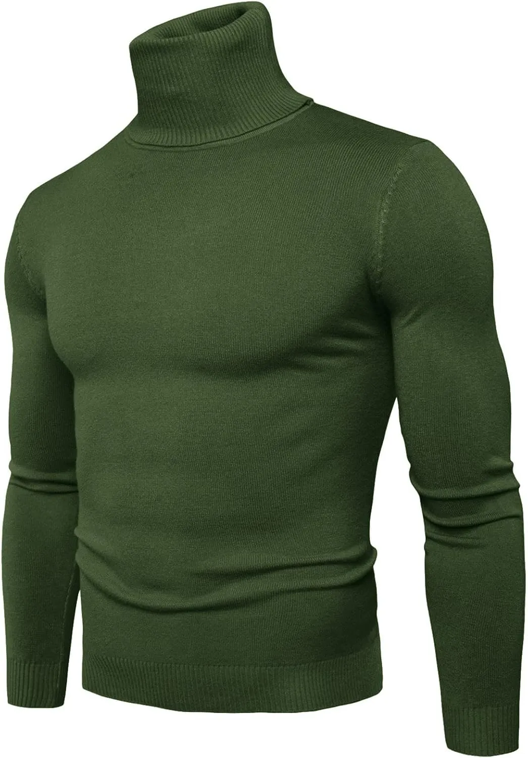 Mens Sweater Men's Solid Long Sleeve Ribbed Slim Fit Baselayer Knitted Pullover Turtleneck Sweater T-Shirts Shirts