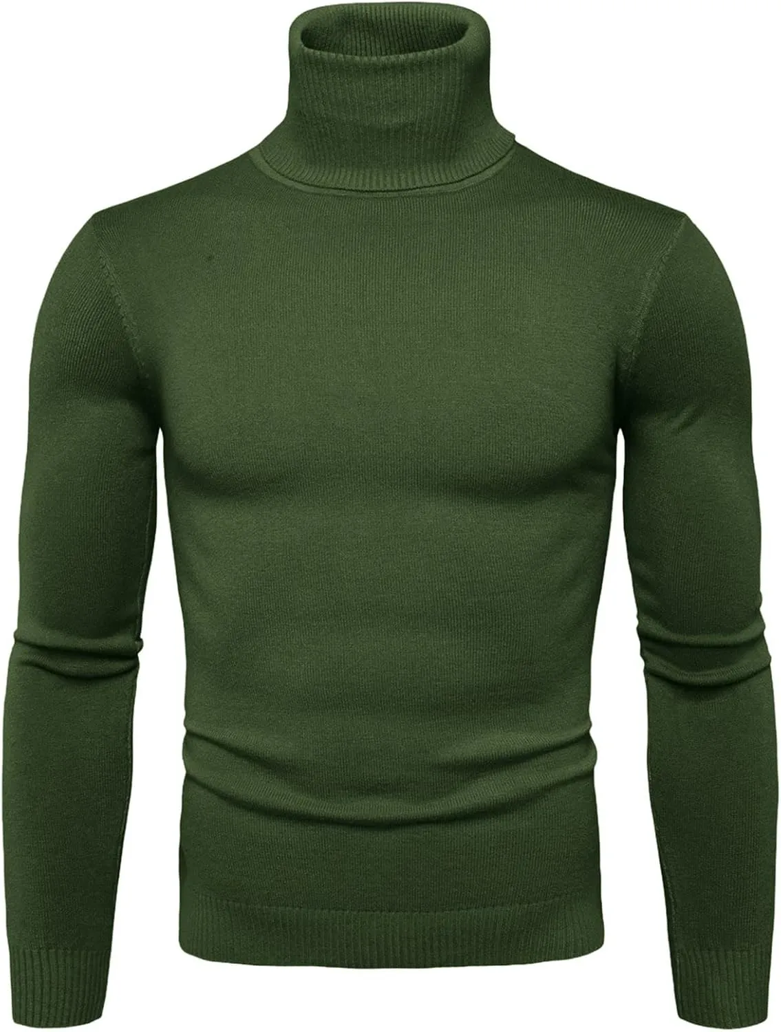 Mens Sweater Men's Solid Long Sleeve Ribbed Slim Fit Baselayer Knitted Pullover Turtleneck Sweater T-Shirts Shirts