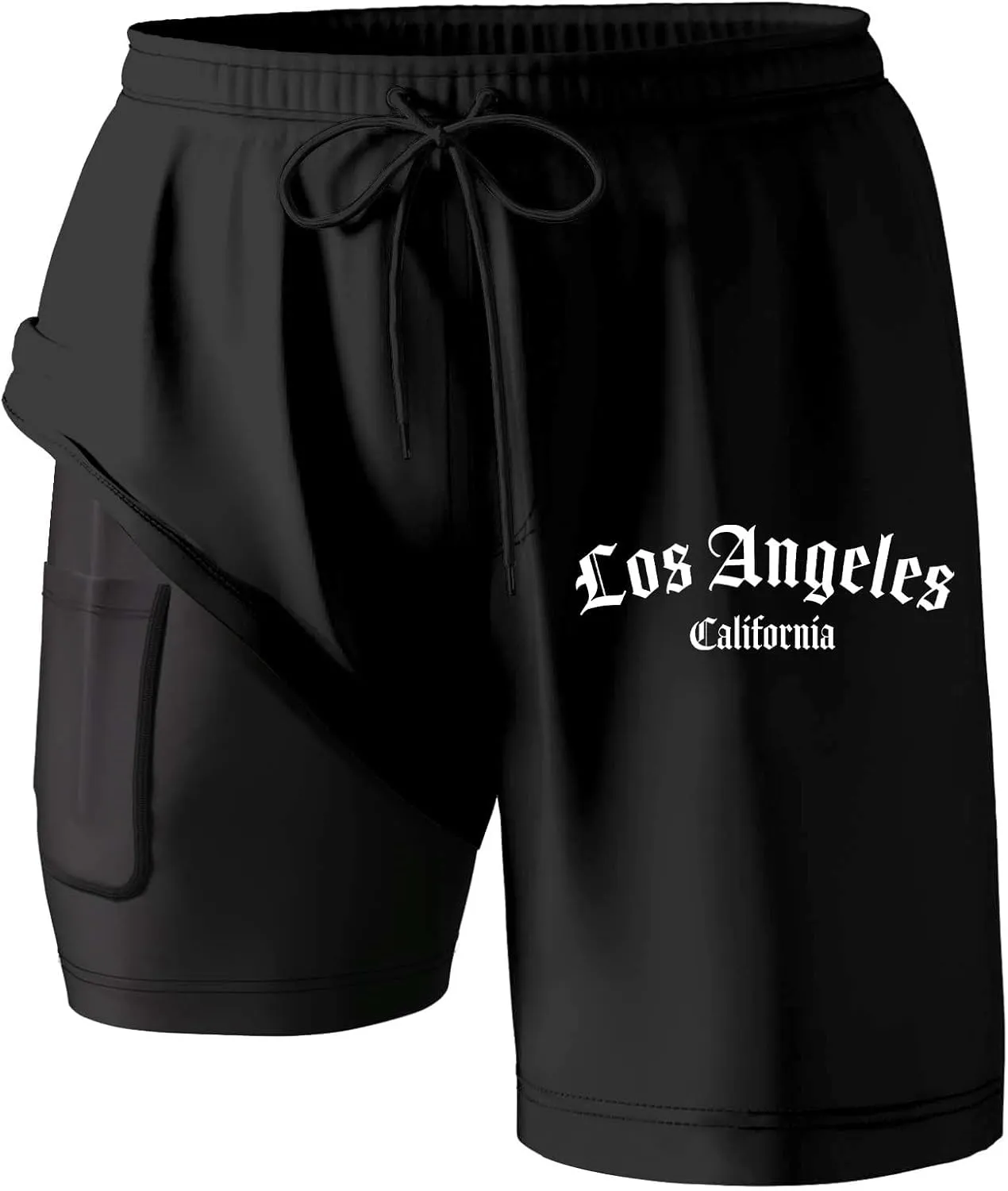 Mens Swim Trunks with Compression Liner 2 in 1 Board Shorts 9 Inch Quick Dry Swimming Trunks with Pockets