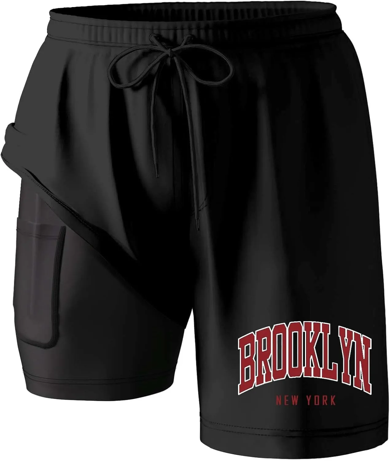 Men's Swim Trunks with Compression Liner 9" Quick Dry Broad Beach Shorts Stretch Bathing Suits Swimwear