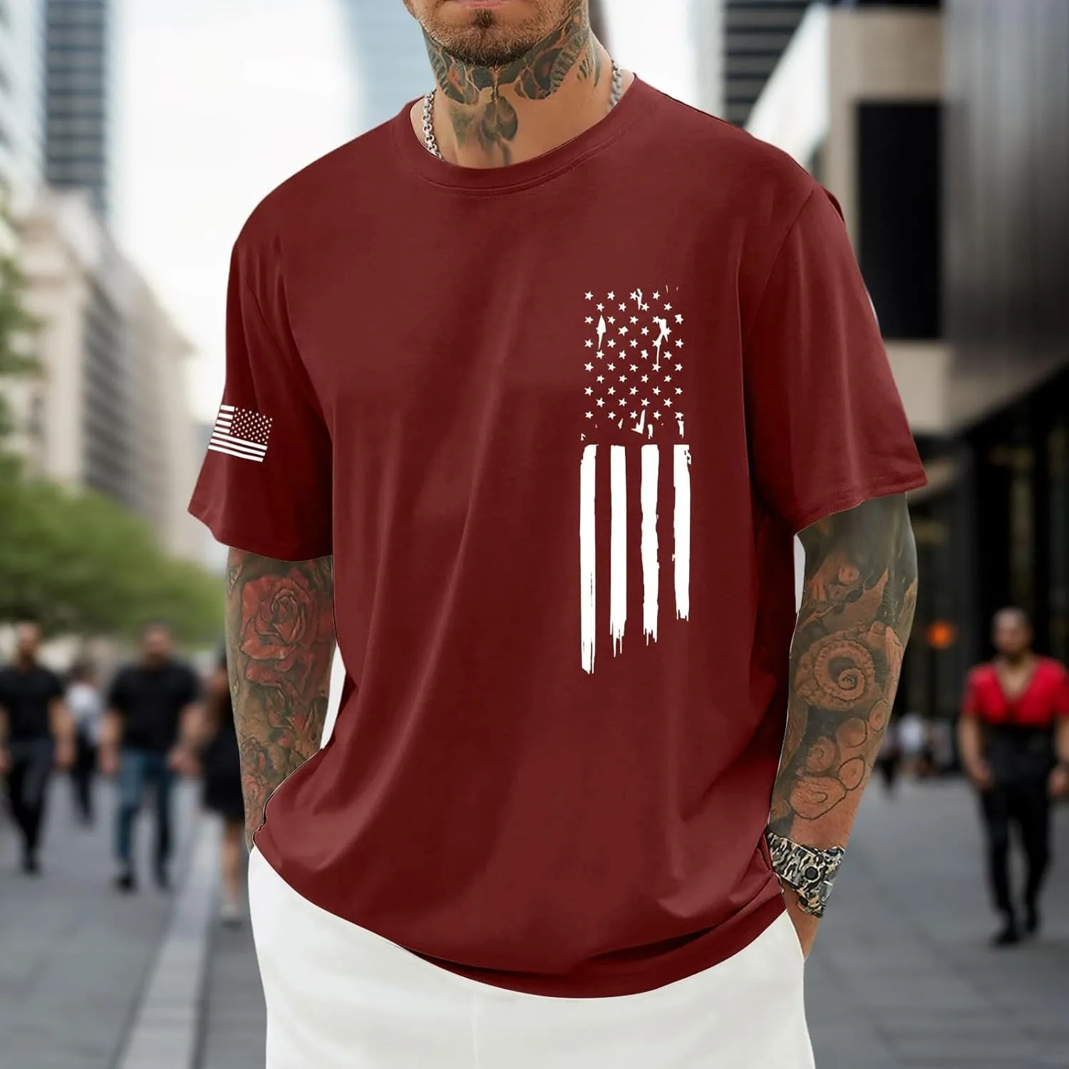 Mens T Shorts Men's Everyday Soft Crewneck T-Shirt Tee Long Shirts Athletic Large for Men Shirt Knit Tri-Blend