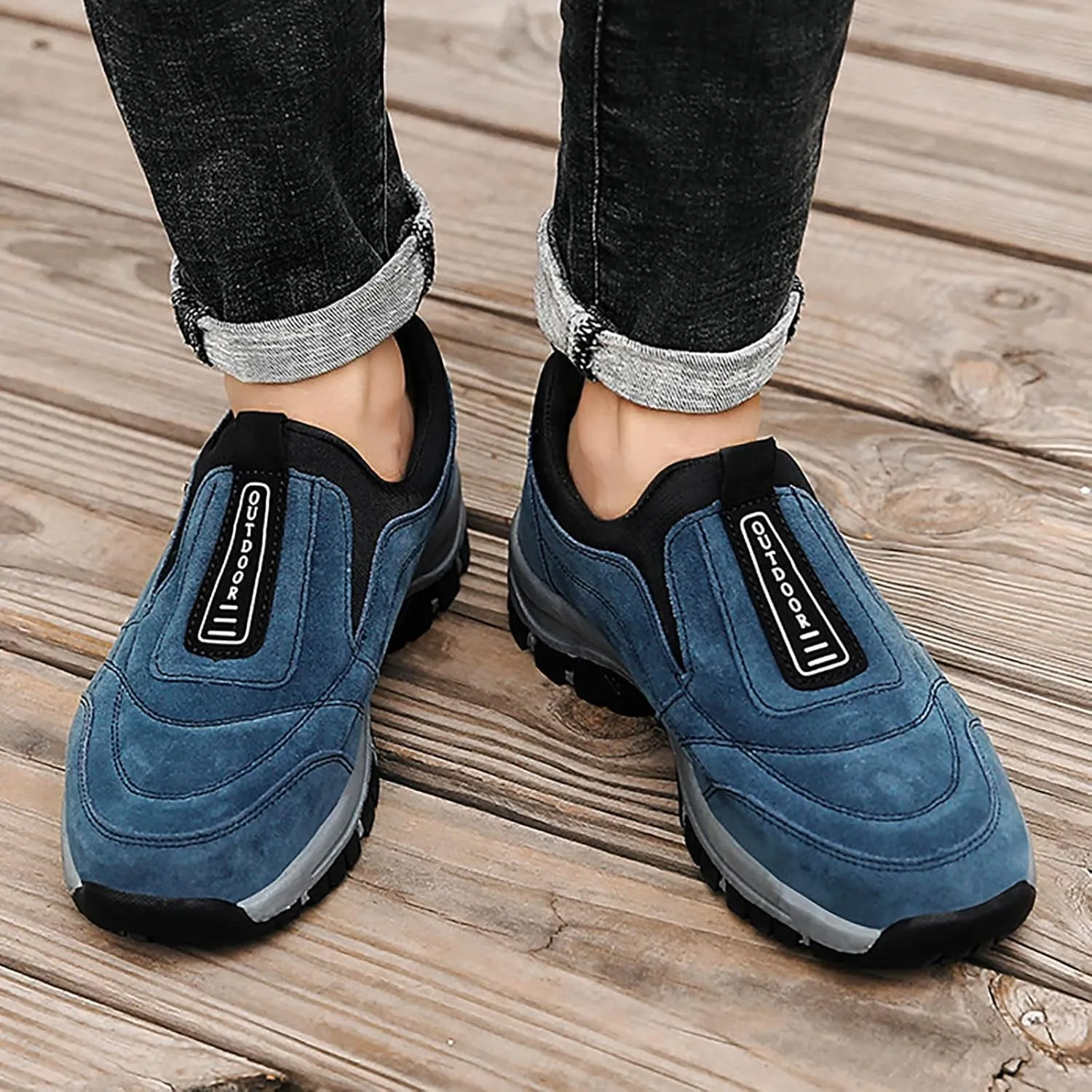 Men's Walking Shoes Waterproof Hiking Shoes Slip on Orthopedic Sneakers Outdoor Non Slip Shoes Casual Trail Shoes