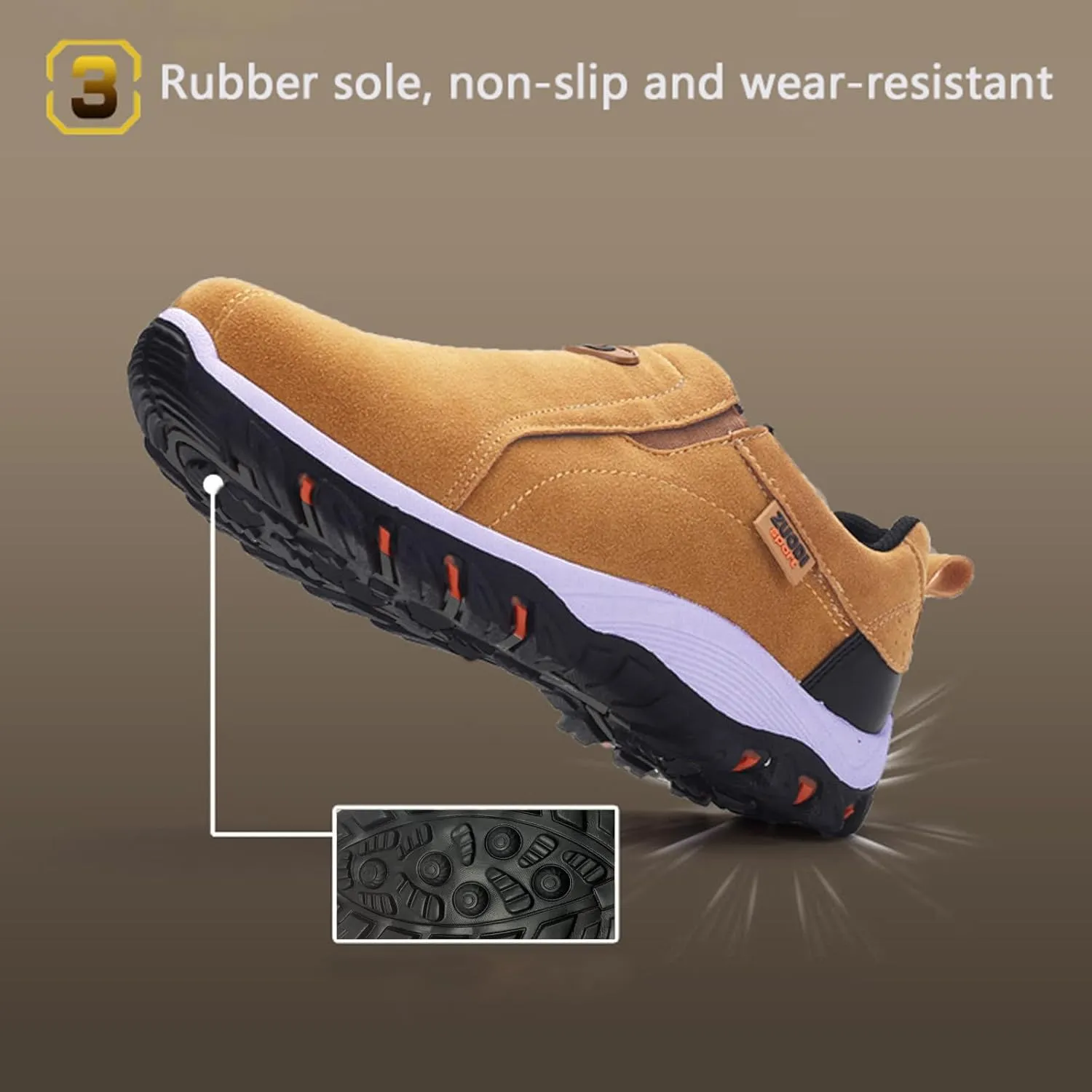 Men's Walking Shoes Waterproof Hiking Shoes Slip on Orthopedic Sneakers Outdoor Non Slip Shoes Casual Trail Shoes