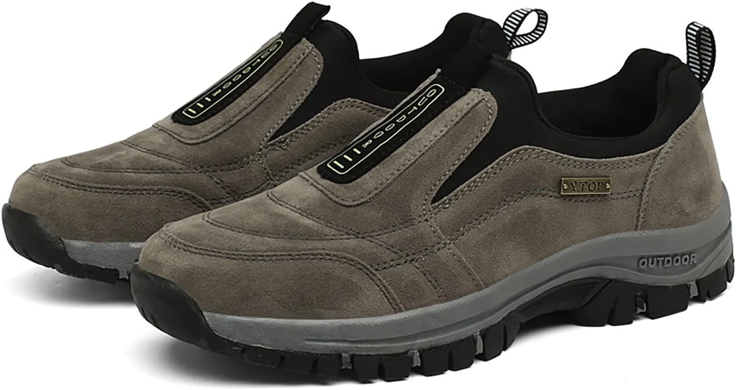 Men's Walking Shoes Waterproof Hiking Shoes Slip on Orthopedic Sneakers Outdoor Non Slip Shoes Casual Trail Shoes