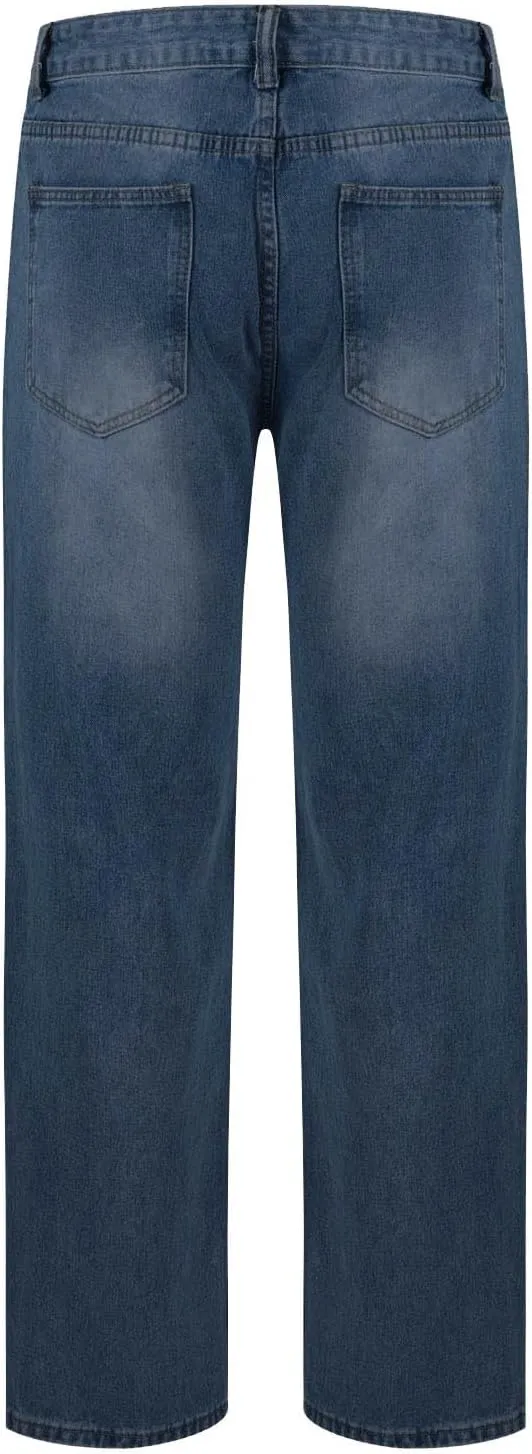 Men's Washed Denim Pants Casual Low Rise Jeans Traight Leg Jeans Pant Classy Work Pants Comfortable Loose Trousers