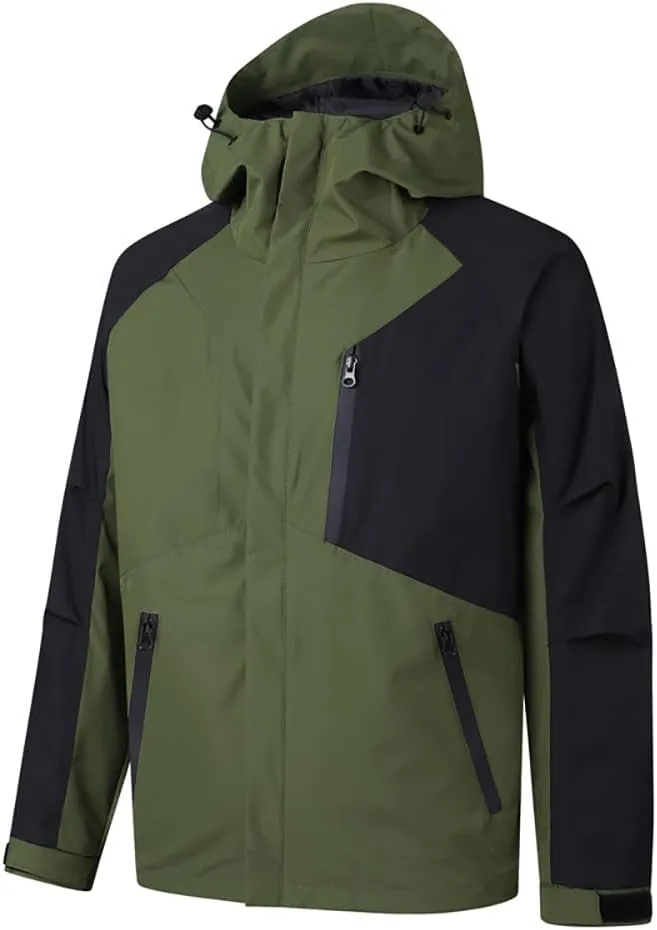 Mens Waterproof Jackets Lightweight Windbreaker Mountain Sport Jacket Outdoor Raincoat with Hood