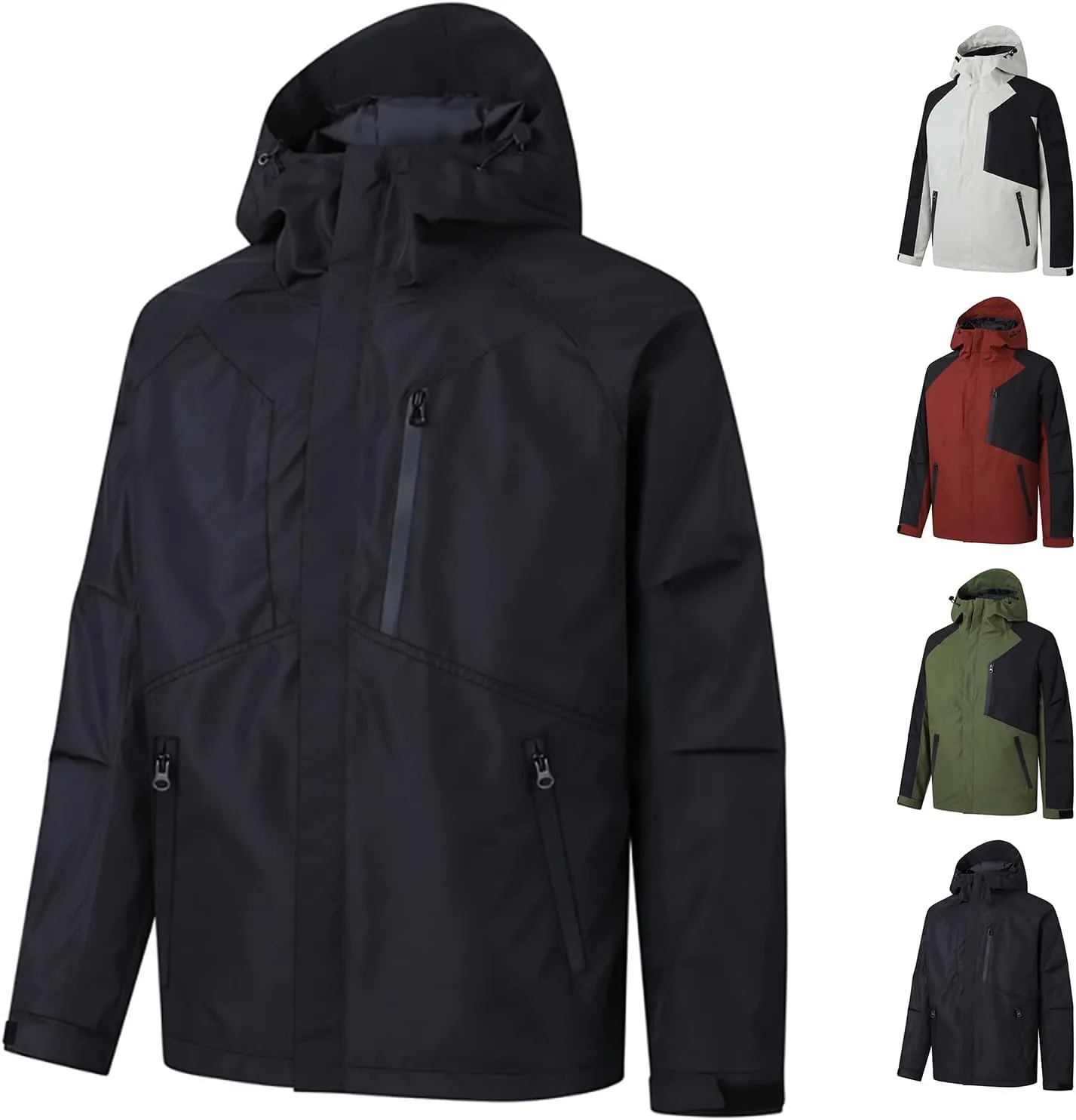 Mens Waterproof Jackets Lightweight Windbreaker Mountain Sport Jacket Outdoor Raincoat with Hood