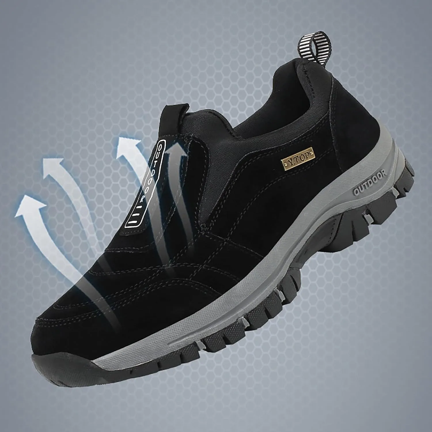 Men's Wide Hiking Shoes Slip on Loafers Trekking Trails Sneakers Waterproof Walking Shoes with Arch Support