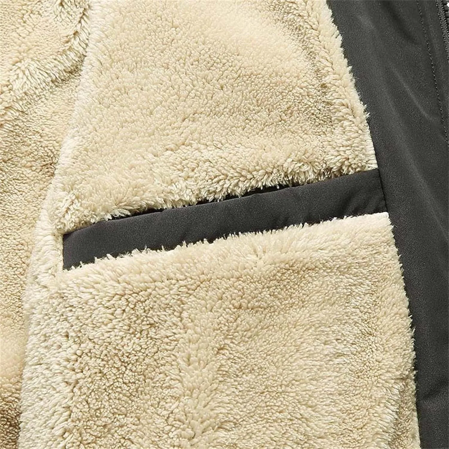 Mens Winter Jacket Warm Thicken Fleece Jackets Sherpa Lined Full-Zip Windproof Parka Coat Casual Outdoor Outerwear