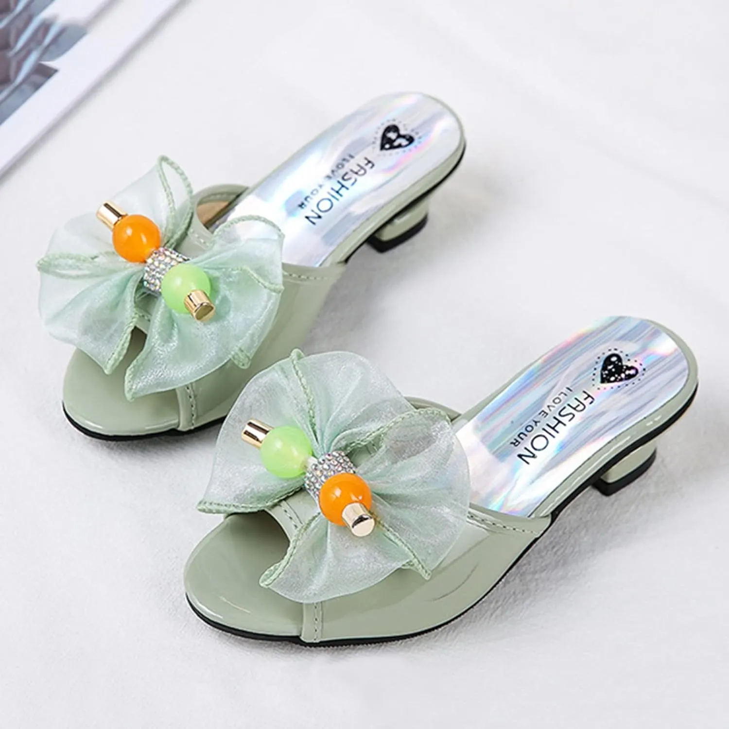 Moccasins for Toddler Girl Toddler Little Kid Girls Flower Crystal Pump Sandals Love Gymnastics Slides