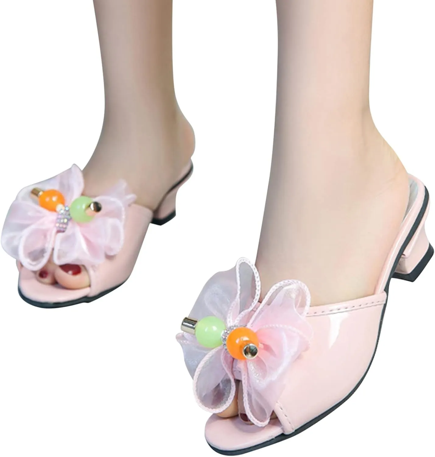 Moccasins for Toddler Girl Toddler Little Kid Girls Flower Crystal Pump Sandals Love Gymnastics Slides