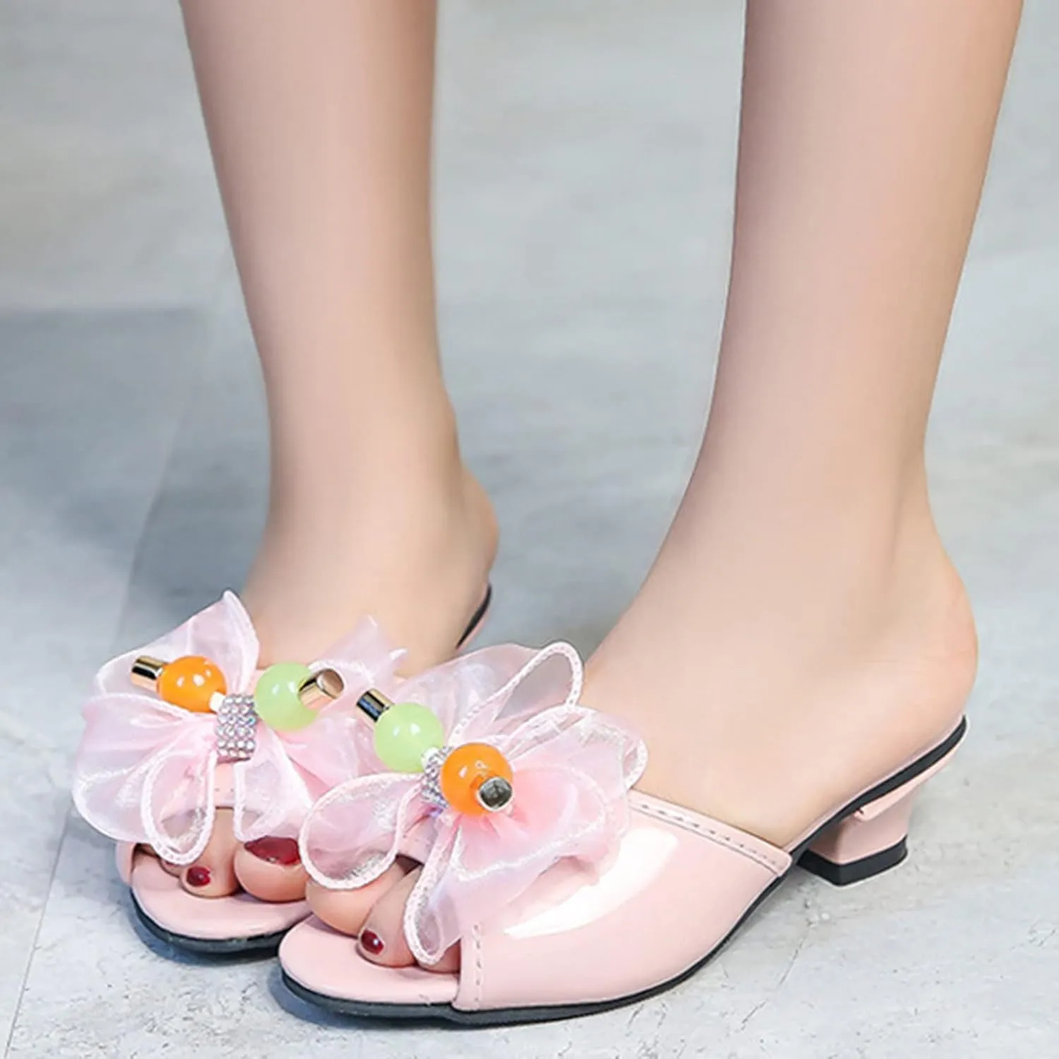 Moccasins for Toddler Girl Toddler Little Kid Girls Flower Crystal Pump Sandals Love Gymnastics Slides
