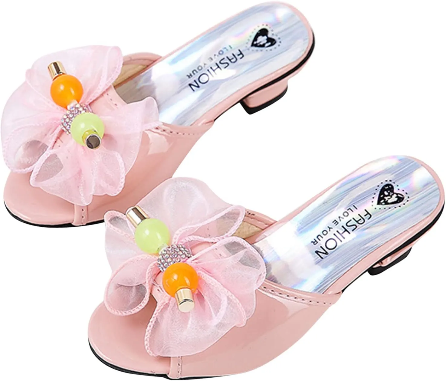 Moccasins for Toddler Girl Toddler Little Kid Girls Flower Crystal Pump Sandals Love Gymnastics Slides