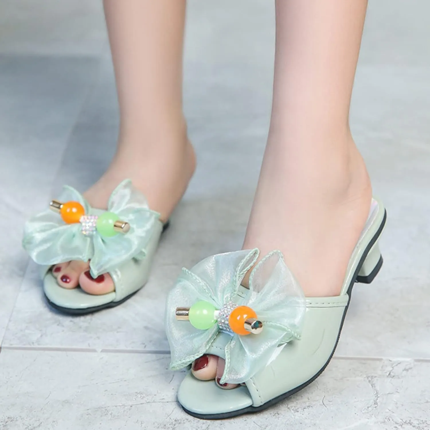 Moccasins for Toddler Girl Toddler Little Kid Girls Flower Crystal Pump Sandals Love Gymnastics Slides